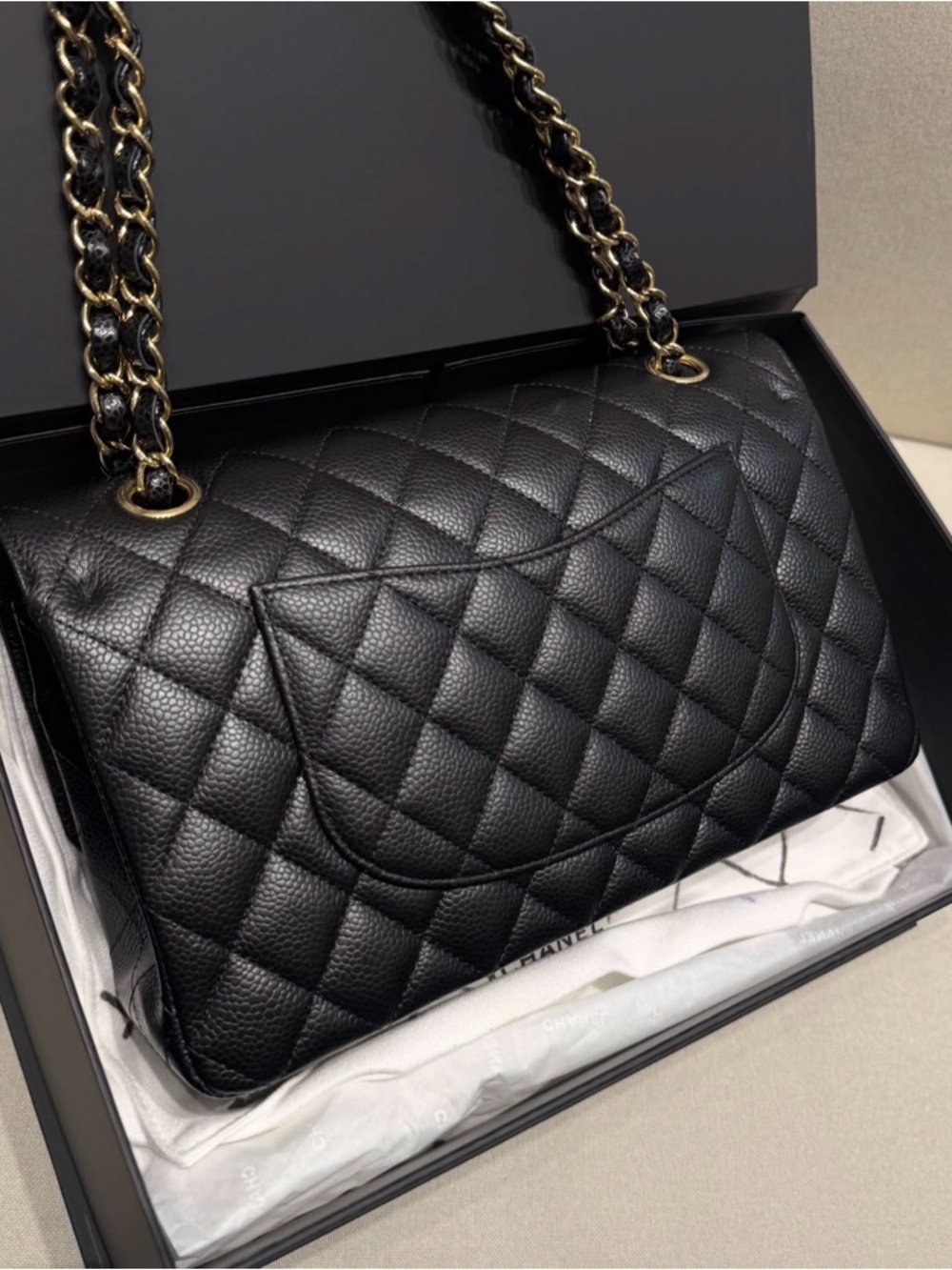 CHANEL Black Quilted Double Flap Shoulder Bag with Gold Hardware - Picture 2 of 7